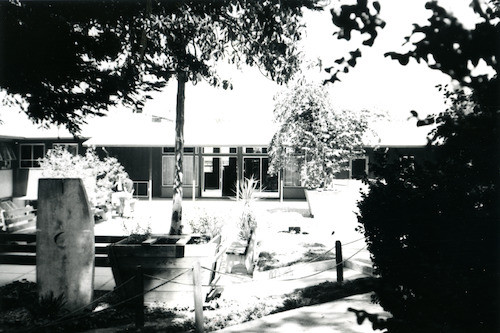 Residence Hall with Tsutomu Hiroi sculpture