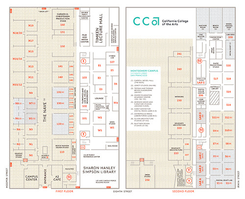 Map of the California College of the Art's Montgomery Campus building at 1111 Eighth St., San Francisco, 2017