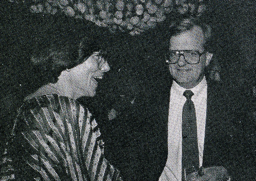 Tecoah Bruce, President of the Alumni Association, with Steven Oliver, CCAC Board Chairman, 1985