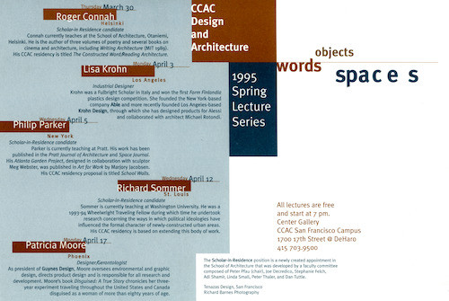 Words, Objects, Spaces lecture series, 1995