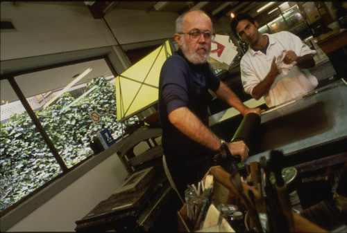 Charles Gill in the printmaking studio, spring 1986