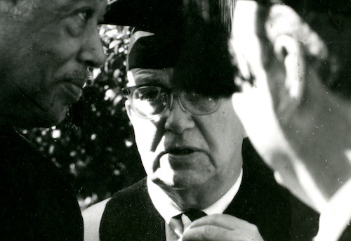 Duke Ellington and Buckminster Fuller, with President Harry Ford, at the 1966 CCAC Commencement