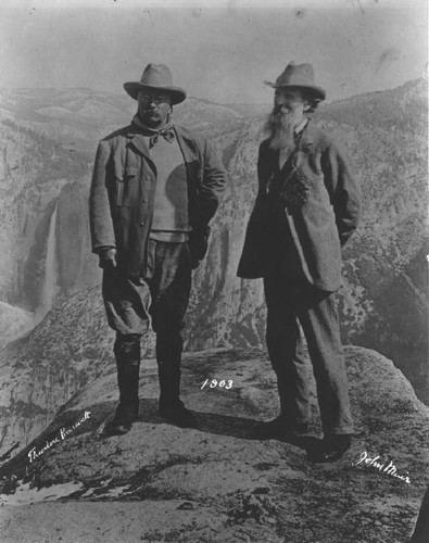 Theodore Roosevelt and John Muir at Glacier Point, 1903