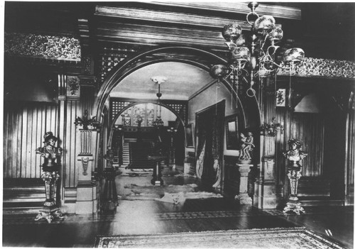 Entrance hall in a San Francisco mansion, ca. 1885