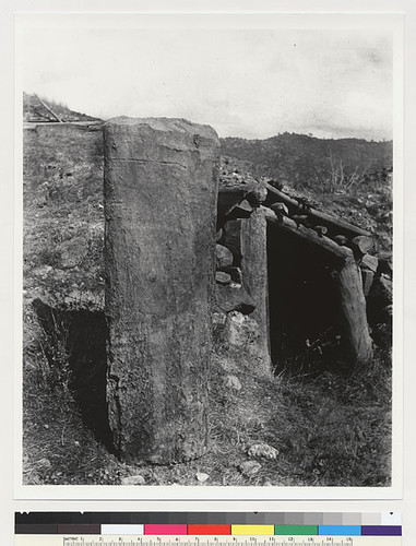 Entrance to dance house; upper and under side of drum