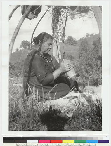 Mary Pohot working at bedrock mortars