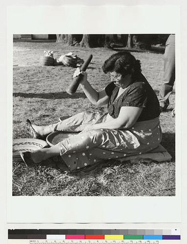 Essie Parrish preparing acorn meal