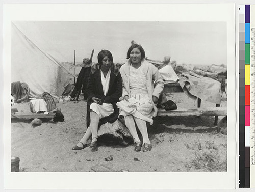 Fishing camp at Freshwater Lagoon, two half-breed Yurok girls