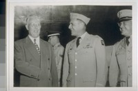 Governor Warren Arrival: L - R: Governor Earl Warren of California, General Matthew B. Ridgway, Major General C. O'Sullivan
