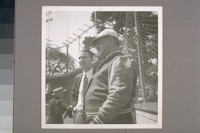 [Amadeo Peter] Giannini at S.F.-L.A. [San Francisco-Los Angeles] ball game, San Mateo with Wayne Reimer, Pres