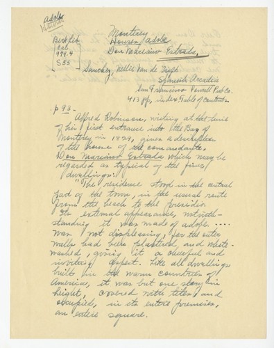 Estrada House, Monterey - Notes