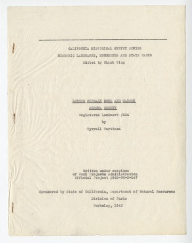 Luther Burbank Home and garden - California Historical Landmark no. 234