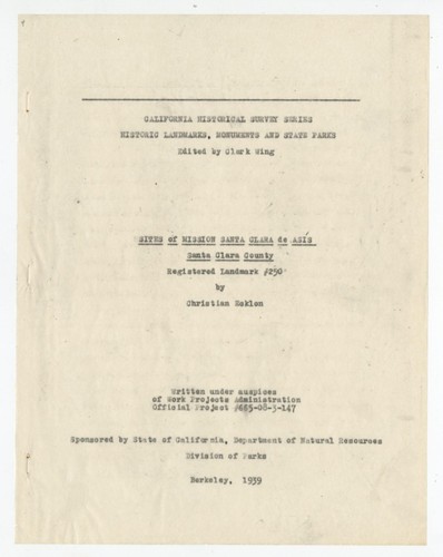 Sites of Mission Santa Clara de Asis, Santa Clara County - California Historical Landmark no. 250