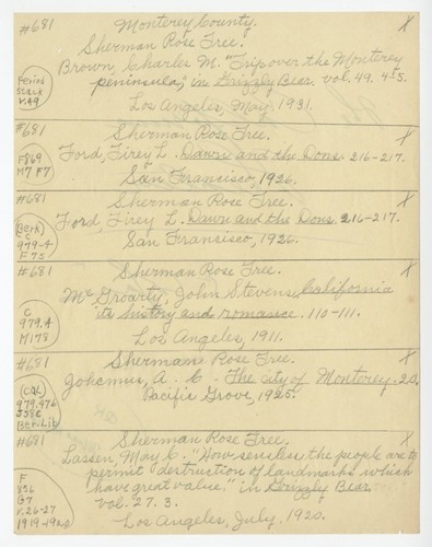 Sherman's quarters, Monterey - Notes