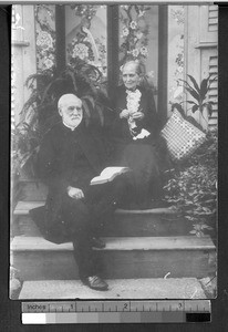 The Rev. and Mrs. Hartwell on a porch, Fujian, China, ca.1900