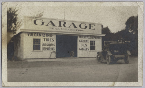 Charlie Baer - first garage, 1915