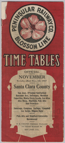 Peninsular Railway Co. Blossom Line Time Tables, November, 1917