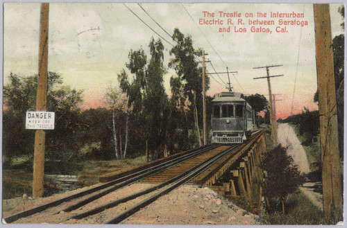 The Trestle on the Interurban Electric R.R. between Saratoga and Los Gatos, Cal., 1908