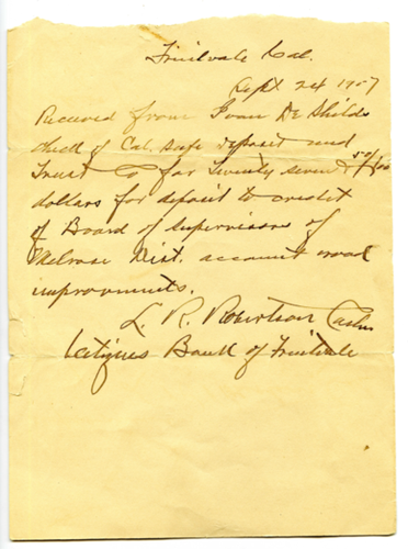 Payment receipt from Ivan De Shields to Citizens Bank of Fruitvale