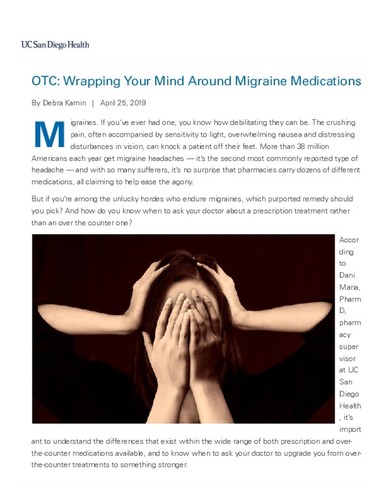 OTC: Wrapping Your Mind Around Migraine Medications