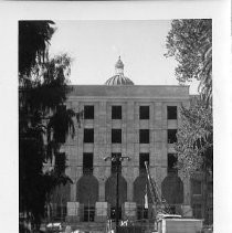 Exterior view of the California State Capitol Annex under construction. This view shows the annex from about 12th street looking west