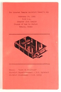 Women's day program, Texas greater Temple, 1991