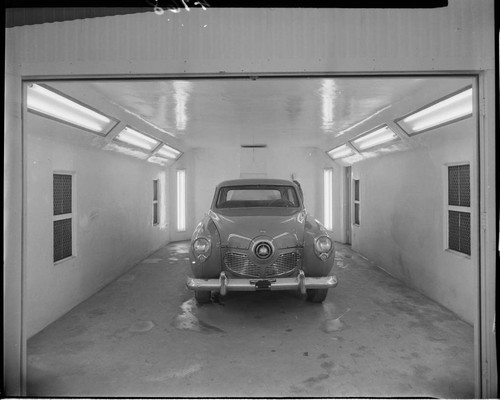 1950 Studebaker Lark in a paint booth