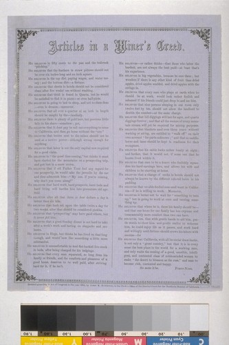 Articles in a Miner's Creed