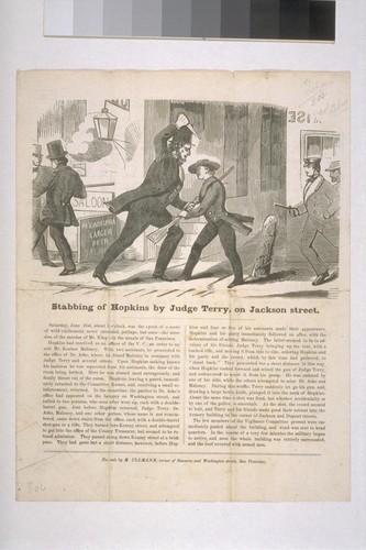 Stabbing of Hopkins by Judge Terry, on Jackson Street