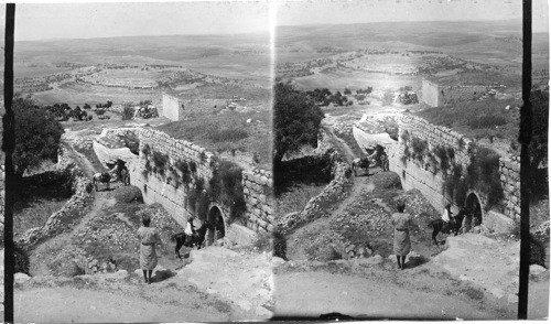Mizpah showing remains of ancient fortifications, with Gibeon and Ramallah beyond. Palestine