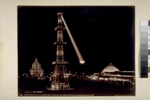 Electric Tower at night, with Search Light on Strawberry Hill, C.M.I.E., 1894