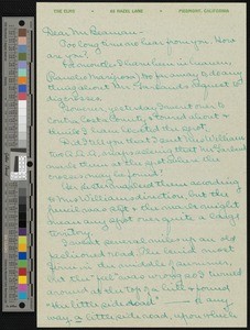 Amy Requa Long, letter, 1940-11-09, to A. Gaylord Beaman