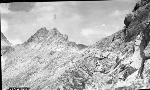 High Sierra Trail Investigation, Mt. Stewart to Triple Divide Pass. Misc. Gaps and Passes. Far right panel of a four panel panorama