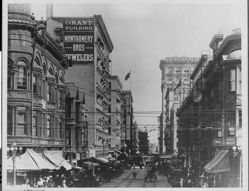 This view of Fourth Street looking east from Hill shows part of the downtown area served by Edison, whose main office was at 120 East Fourth Street