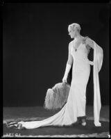 Peggy Hamilton modeling a Dolly Tree gown of chiffon velvet, 1931