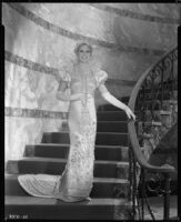 Peggy Hamilton modeling a Max Rée gown as "Queen Olympia," 1931