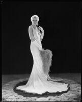 Peggy Hamilton modeling a Dolly Tree gown of chiffon velvet, 1931