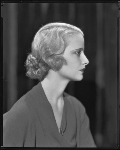 Actress Ruth Channing modeling a hairstyle from the Weaver Jackson Beauty Salon, 1933