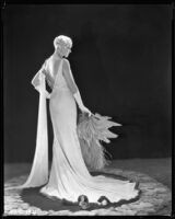 Peggy Hamilton modeling a Dolly Tree gown of chiffon velvet, 1931