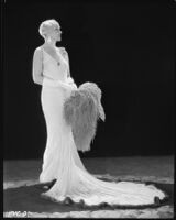 Peggy Hamilton modeling a Dolly Tree gown of chiffon velvet, 1931