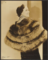 Peggy Hamilton modeling a fur stole and hat, 1931