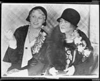 Peggy Hamilton with Mrs. Frank H. Schofield at the Warner Bros. Studio, Burbank, 1931