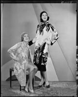 Peggy Hamilton modeling a Wanda Kofler dress in a portrait with the designer, 1929