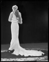 Peggy Hamilton modeling a Dolly Tree gown of chiffon velvet, 1931