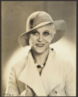 Peggy Hamilton modeling a felt hat, circa 1931-1932