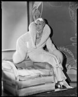 Peggy Hamilton modeling an ermine coat, 1931