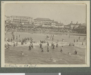 Bathing at Ocean Beach, Durban, South Africa, July 1917