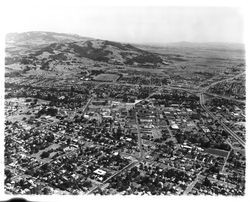 High altitude aerial view of Santa Rosa, California, 1965