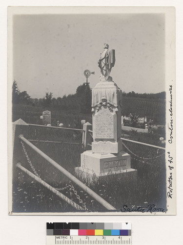 Rotation of 45 degrees counter-clockwise of headstone of Edward Henry Gwynn. [Santa Rosa?]