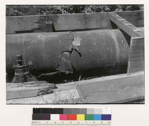 30 inch main at Frawley's 1st bridge northwest at Lake San Andreas. Pipe telescope